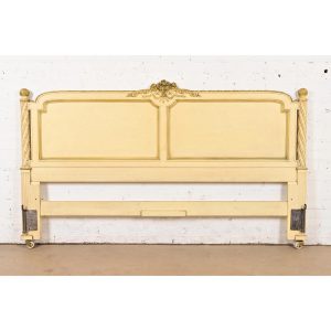 Henredon French Regency Louis XVI Cream Lacquered King Size Headboard, Circa 1960s