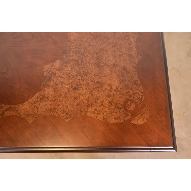 Baker Furniture Italian Provincial Louis XV Carved Cherry and Inlaid Burl Wood Extension Dining Table - Image 11