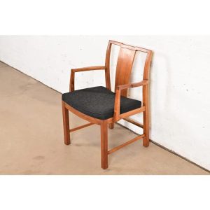 Michael Taylor for Baker Furniture Mid-Century Modern Sculpted Walnut Armchair, 1950s