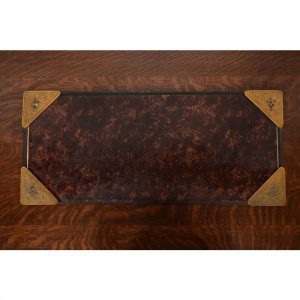 Tiffany Studios New York Bronze Doré and Abalone Blotter Corners With Faux Tortoise Shell Desk Blotter