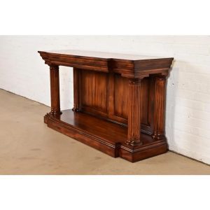 Romweber Neoclassical Greco Roman Column Form Carved Mahogany Sideboard or Console Table