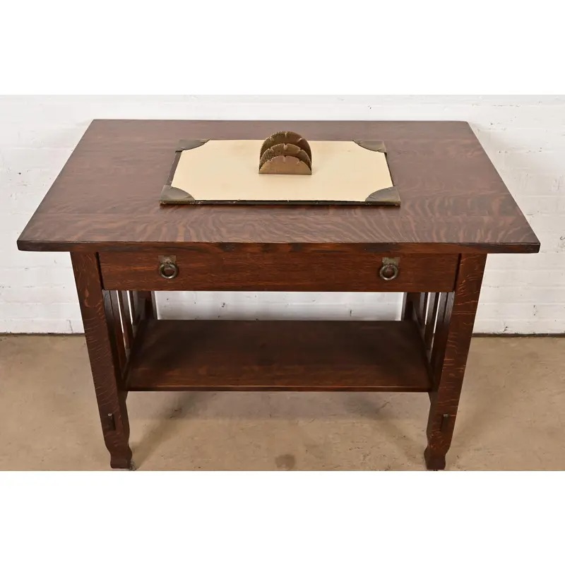 Roycroft Arts & Crafts Hammered Brass Over Copper Letter Rack - Image 11