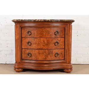 Thomasville French Louis Philippe Burl Wood Marble Top Three-Drawer Dresser Chest