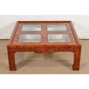 Mario Buatta for John Widdicomb Hollywood Regency Chinoiserie Faux Tortoise Shell Coffee Table