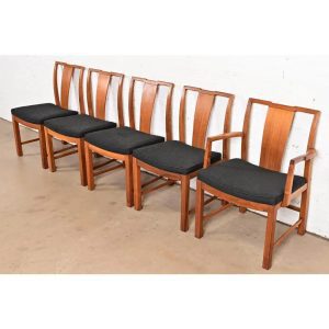 Michael Taylor for Baker Furniture Mid-Century Modern Walnut Dining Chairs, Set of Five