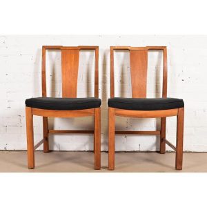 Michael Taylor for Baker Furniture Mid-Century Modern Walnut Side Chairs or Dining Chairs, Pair