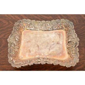 Tiffany & Co. Antique Victorian Repoussé Silverplate Footed Serving Tray