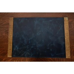 Tiffany Studios New York Zodiac Bronze Blotter Ends With Leather Desk Blotter