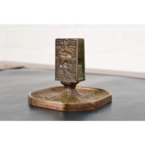 Tiffany Studios New York Zodiac Bronze Match Box Holder