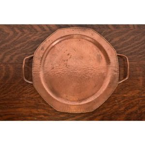 Roycroft Antique Arts & Crafts Hammered Copper Handled Tray, 1920s