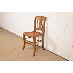 Antique Regency Hand-Painted Maple and Cane Dining Chair or Side Chair, Circa 1900