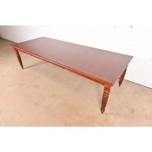 Ethan Allen British Colonial Cherry Wood Extension Dining Table, Newly Refinished