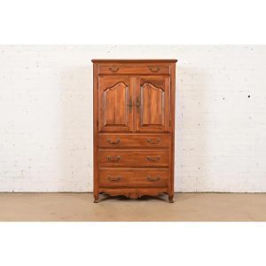 Ethan Allen Country French Carved Solid Maple Highboy Dresser or Chest of Drawers