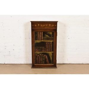 Sarreid Sheraton Hand Painted Trompe l'Oeil Bookcase Cabinet