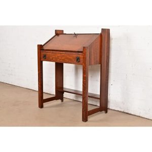 Lifetime Furniture Antique Mission Oak Arts & Crafts Drop Front Secretary Desk, Circa 1900