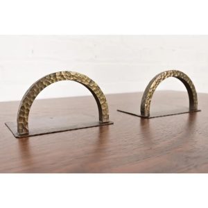 Roycroft Arts & Crafts Hammered Brass Over Copper Bookends, Circa 1920s