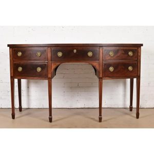 Baker Furniture Historic Charleston Federal Inlaid Flame Mahogany Sideboard Credenza, Newly Refinished