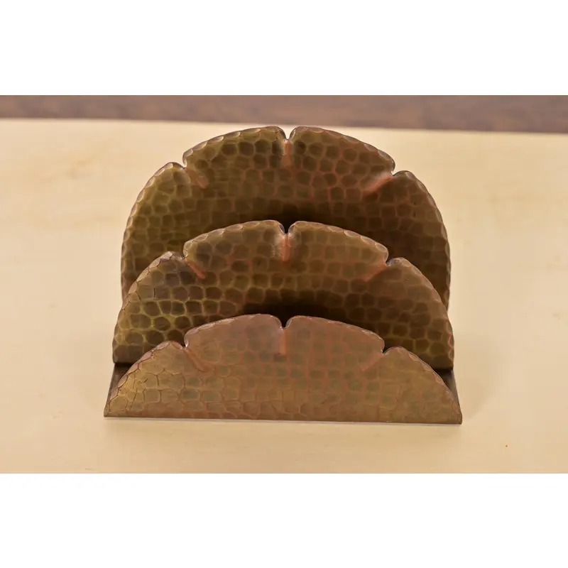 Roycroft Arts & Crafts Hammered Brass Over Copper Letter Rack - Image 3