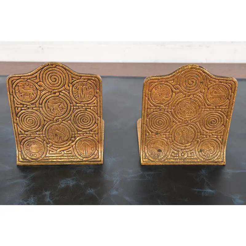 Tiffany Studios New York Bronze Doré Zodiac Bookends, Circa 1910 - Image 3