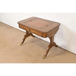 Maitland Smith English Regency Leather Wrapped Game Table