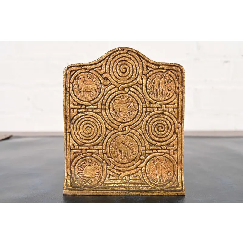 Tiffany Studios New York Bronze Doré Zodiac Bookends, Circa 1910 - Image 5
