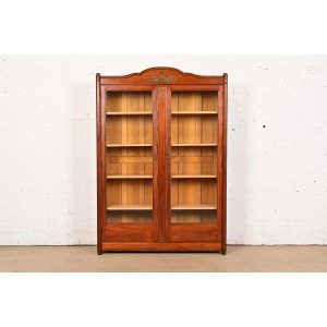 Antique French Empire Mahogany Bookcase With Mounted Ormolu