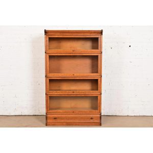 Globe Wernicke Antique Arts & Crafts Oak Four-Stack Barrister Bookcase, Circa 1920s