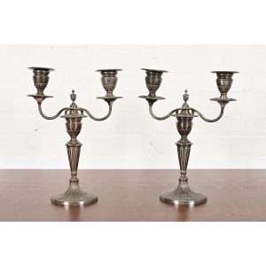 Tiffany & Co. Antique Victorian Silverplate Two-Arm Candelabras, Pair