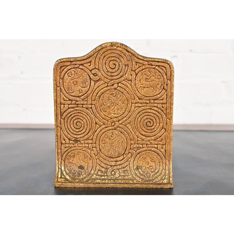 Tiffany Studios New York Bronze Doré Zodiac Bookends, Circa 1910 - Image 6