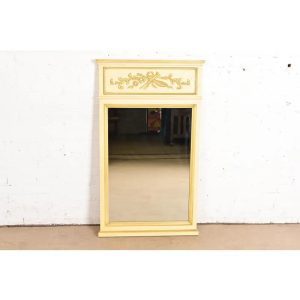 Henredon French Regency Louis XVI Cream Lacquered Tall Wall Mirror, Circa 1960s