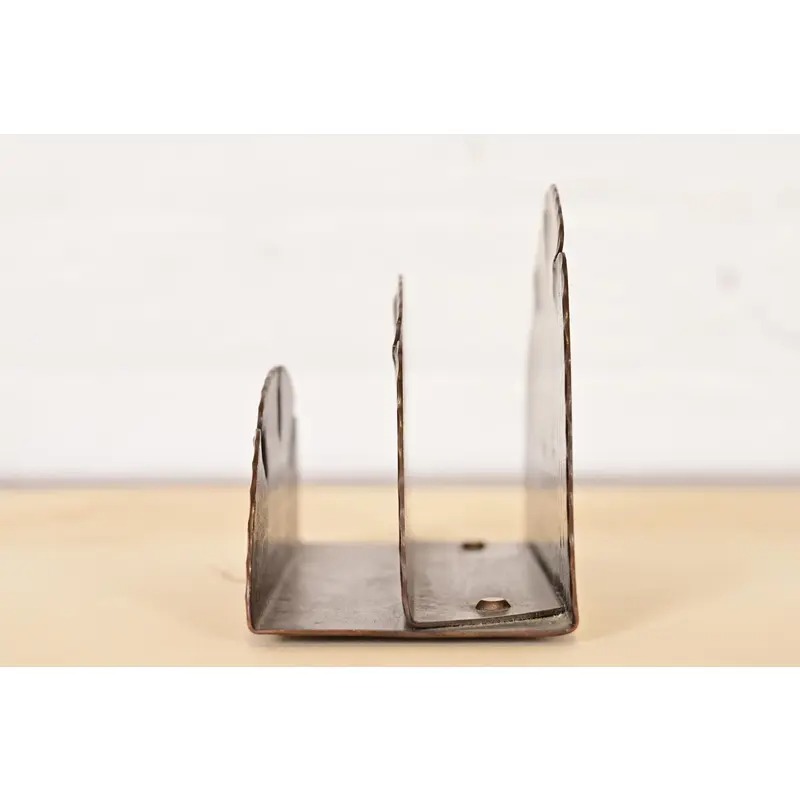 Roycroft Arts & Crafts Hammered Brass Over Copper Letter Rack - Image 7