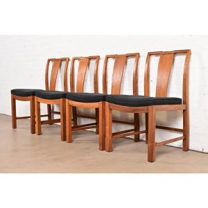 Michael Taylor for Baker Furniture Mid-Century Modern Walnut Dining Chairs, Set of Four