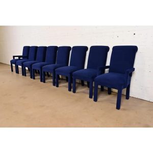 Paul Evans for Directional Modern Parsons Upholstered Dining Chairs, Set of Eight