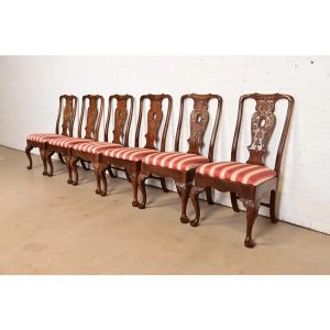 Henredon Chippendale Carved Mahogany Dining Chairs, Set of Six