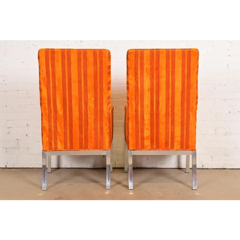 Leon Rosen for Pace Collection Mid-Century Modern Chrome Armchairs or Dining Chairs, Pair - Image 11