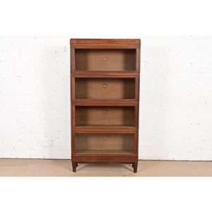 Antique Arts & Crafts Oak Four-Stack Barrister Bookcase by Macey, Circa 1920s