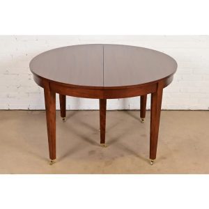 Baker Furniture Style French Regency Louis XVI Mahogany Extension Dining Table, Newly Refinished