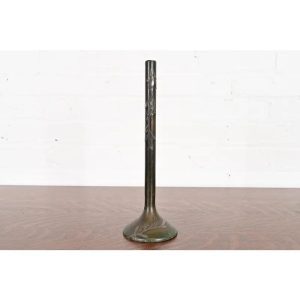 Heintz Arts & Crafts Sterling Silver on Bronze Tall Bud Vase