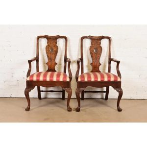 Henredon Chippendale Carved Mahogany Armchairs, Pair