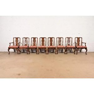 Henredon Chippendale Carved Mahogany Dining Chairs, Set of Eight