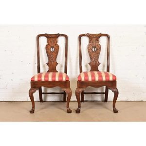 Henredon Chippendale Carved Mahogany Side Chairs or Dining Chairs, Pair