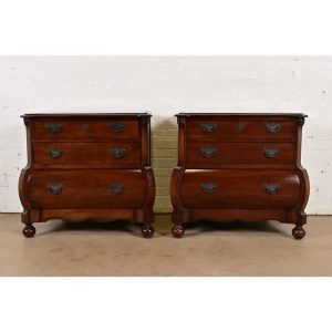 Ralph Lauren Italian Louis XV Mahogany Bombay Form Bedside Chests, Pair