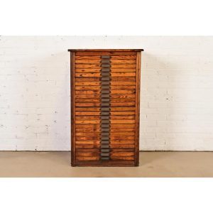 Antique Oak 25-Drawer Architect's Blueprint Flat File Cabinet by Hamilton, Circa 1900