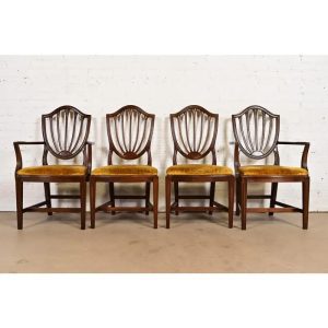 Ethan Allen Federal Mahogany Shield Back Dining Chairs, Set of Four