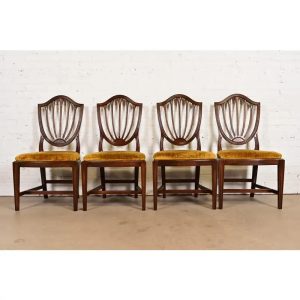 Ethan Allen Federal Mahogany Shield Back Side Chairs or Dining Chairs, Set of Four