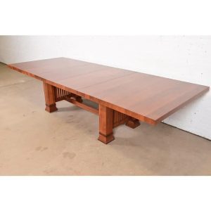 Frank Lloyd Wright Arts & Crafts "Allen" Cherry Wood Extension Dining Table, Newly Refinished