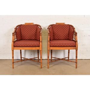 Hekman Furniture Regency Faux Bamboo Armchairs, Pair