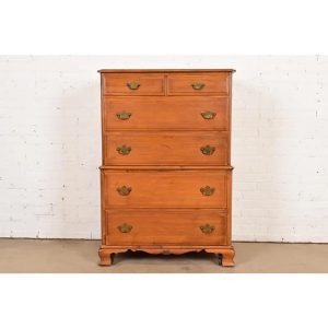 Chippendale Solid Maple Highboy Dresser by Kling, Circa 1960s