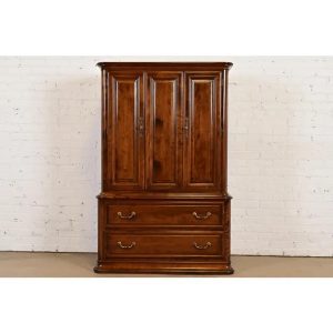 Ethan Allen French Louis Philippe Solid Carved Maple Armoire Dresser or Gentleman's Chest