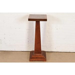 Antique Stickley Style Mission Oak Arts & Crafts Pedestal Side Table or Plant Stand, Circa 1900